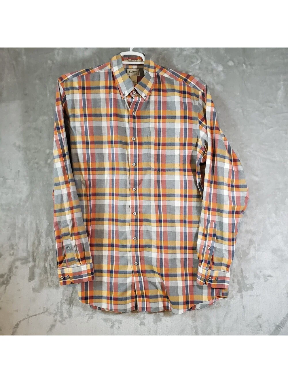 L.L.Bean Men's L Tall Plaid Cotton Woven Button-Down Long Sleeve Shirt